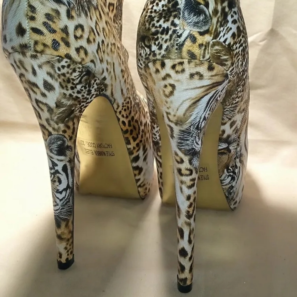COPY - SEXY BUMPER HIGH HEELS PLATFORM TIGER KING  PRINT Sz 10 Stiletto - Picture 11 of 11